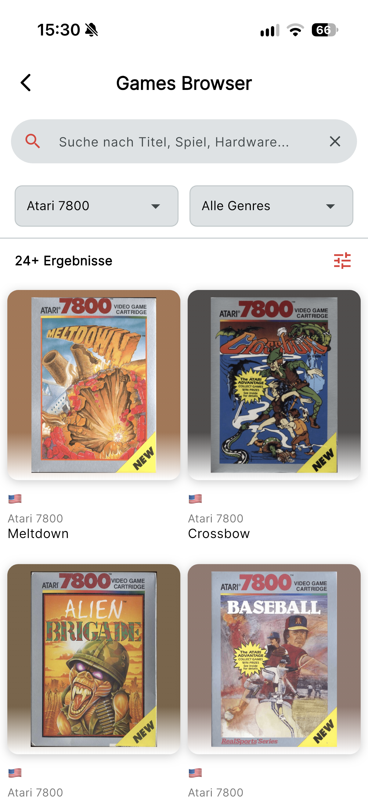 Games Browser mit Filtern